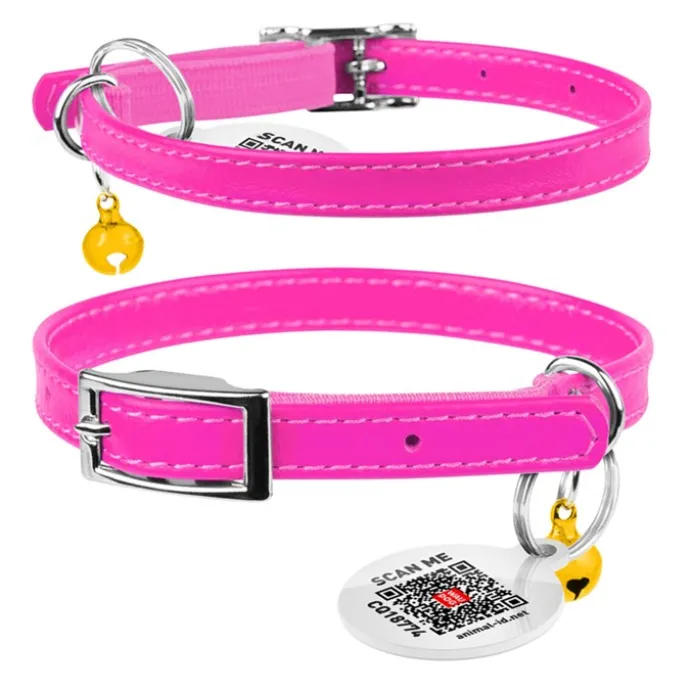 Halsband Kattunge Äkta Läder Rosa
