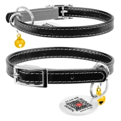 Halsband Kattunge Äkta Läder Svart
