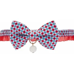 Katthalsband Bluberry Rutig Röd & Blå
