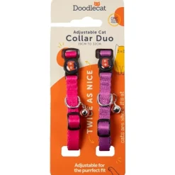 Katthalsband Duo-set Fuchsia & Rodnande