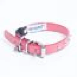 Katthalsband Genuine Leather med Nitar Rosa
