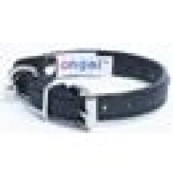 Katthalsband Genuine Leather med Srass Svart