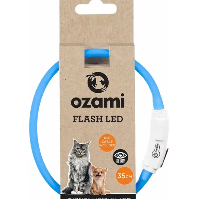 Katthalsband Ozami Flash Led Blå