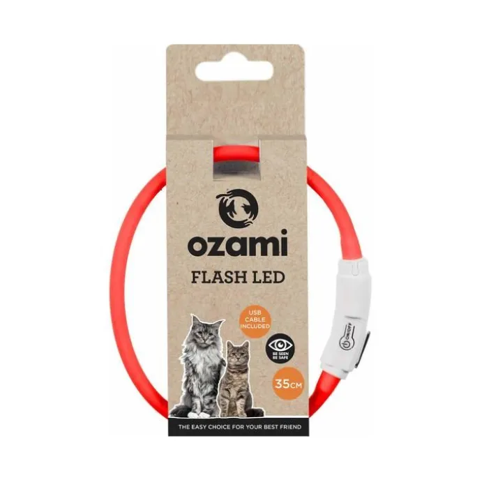 Katthalsband Ozami Flash Led Röd