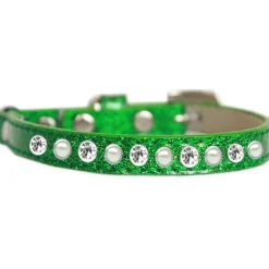 Katthalsband strass och stenar Grön