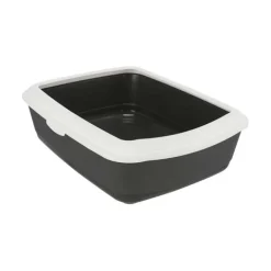 Kattlåda Classic m kant mörkgrå/vit