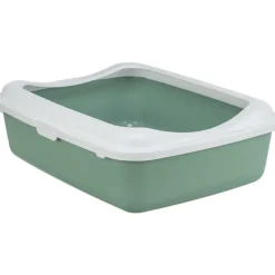 Kattlåda med kant mint/vit