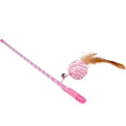 Kattleksak Duvo Spö Pappersrepboll med Fjäder Rosa