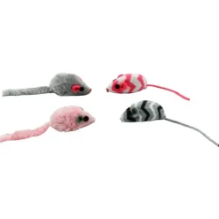 Kattleksaker möss i fuskpäls 4-pack