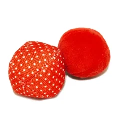 Kattleksak Plyschboll & Nylonboll Ø6cm Röd