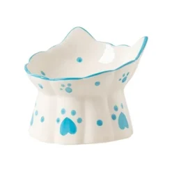 Kattmatskål Heart Luxury Ceramic Blå