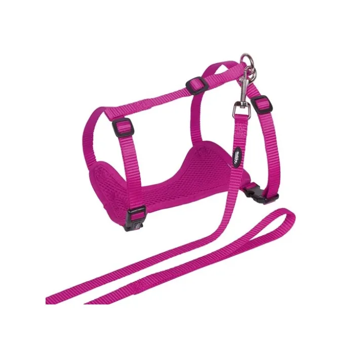 Kattsele med kattkoppel Rosa S-M
