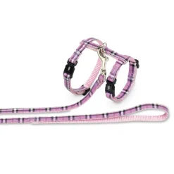 Kattsele med Kattkoppel Tartan Lila