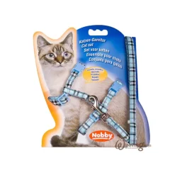 Kattsele med Kattkoppel Tartan Blå