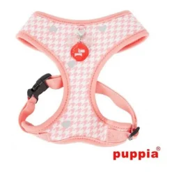 KATTSELE PUPPIA SOFT HARNESS ROSA MED SILVRIGA HJÄRTAN S