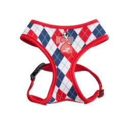 KATTSELE PUPPIA SOFT HARNESS RUTIG MED RÖTT S