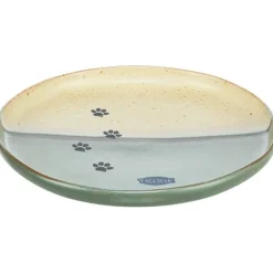Kattskål keramik Låg Grön/Beige