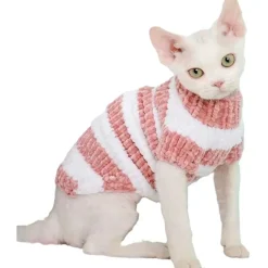 Katttröja Rosa/vita Ränder