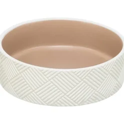 Keramisk kattskål med mönster vit/beige