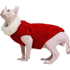 Moorspet Sphynx & Rex Kattsweater winter Röd