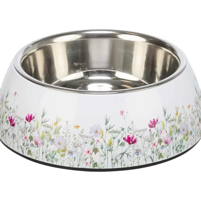 Skål rostfri med blommönster M